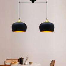 Bamyum Ikili Çember Siyah Metal Avize Salon Masaüstü Mutfak Cafe Ofis Otel Tekli Avizeler Lamba Aydınlatma