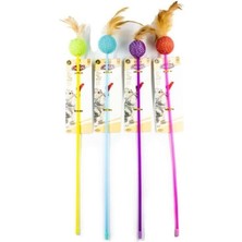 Catlife Tüylü Toplu Kedi Oltası Oyuncağı Karışık Renk 70 cm