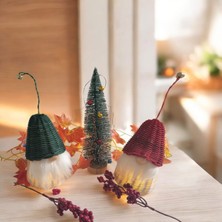 Gamzenin Düşleri Rattan Hasır Gnome Yılbaşı Cücesi Peri Ledli 2AA Pilli