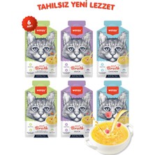 Wanpy Karışık Aromalı Tahılsız Kedi Çorbası 50GR x 6 Adet Sıvı Kedi Ödülü 3 Çeşit