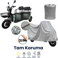 Dokaca Gri Çift Koltuklu 3 Tekerli Moped Brandası, 2 Kişilik Elektrikli Motosiklet Brandası