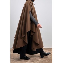 Ande Tesettür Uzun Kaşe Panço - Kahve