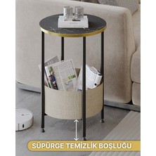 Bino Kumaş Sepetli Yan Sehpa Orta Sehpa Zigon Sehpa C Sehpa Koltuk Sehpası Servis Sunum Sehpası