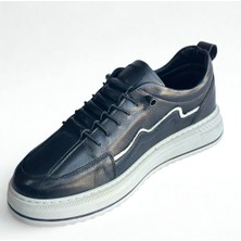 Kardeşler SHOE Erkek Iç Dış Hakiki Deri Ortapedik Dikişli Taban Hafif Günlük Siyah Erkek Spor Ayakkabı