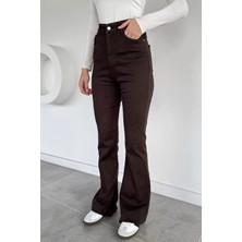 Gülseli Kadın Likralı Yüksek Bel Ispanyol Paça Gabardin Pantolon P-00019574