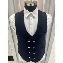 Sabri Zengin Erkek V Yaka Slim Fit Kruvaze Yelek