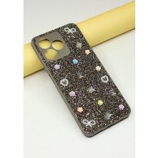 FoxPower Realme C53 Kılıf Taşlı Gül Desenli Silikon Kılıf