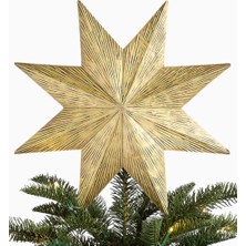 Crate & Barrel Brass Hammered Metal Christmas Tree Topper Yılbaşı Ağaç Süsü
