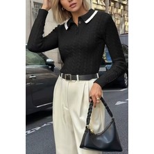 Gülseli Polo Yaka Yarım Düğmeli Kadın Triko Kazak P-00018295