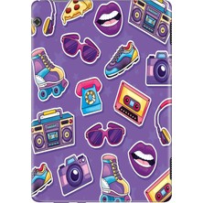 Adasena Huawei Mediapad T5 10.1" Kılıf Tablet Için Desenli Silikon Kapak - 90'lar Sticker