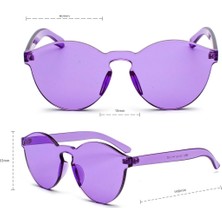 NessiWorld Sert Mika Oval Şekilli Çerçevesiz Mor Gözlük Retro Parti 5X14 cm