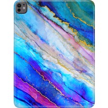 Adasena iPad Pro 11" (M4) MVV93TU/A Kılıf Tablet Için Desenli Silikon Kapak - Renkli Mermer