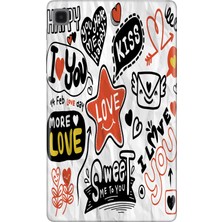 Adasena Samsung Galaxy Tab A7 Lite SM-T220 Kılıf Tablet Için Desenli Silikon Kapak - Love