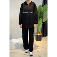 Lale Butik Biye Detaylı Rahat Takım 3143 Siyah