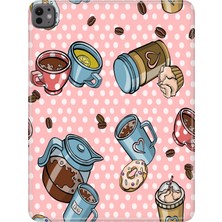 Adasena iPad Pro 11" (M4) MVV93TU/A Kılıf Tablet Için Desenli Silikon Kapak - Kahve Molası