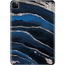 Adasena Apple iPad Pro 12.9" 4.nesil (MY2H2TU/A) Kılıf Tablet Için Desenli Silikon Kapak - Yaldız Mermer