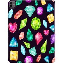 Adasena iPad Pro 11" (M4) MVV93TU/A Kılıf Tablet Için Desenli Silikon Kapak - Elmaslar
