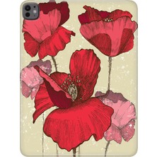 Adasena Apple iPad Pro 13" Inch (M4) Kılıf Tablet Için Desenli Silikon Kapak - Poppy
