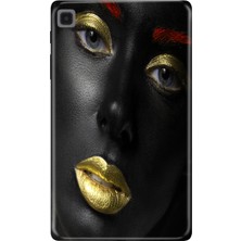 Adasena Samsung Galaxy Tab A7 Lite SM-T220 Kılıf Tablet Için Desenli Silikon Kapak - Altın Makyaj