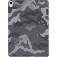 Adasena iPad Air M2 11" 6.nesil MUWC3TU/A Kılıf Tablet Için Desenli Silikon Kapak - Gri Kamuflaj