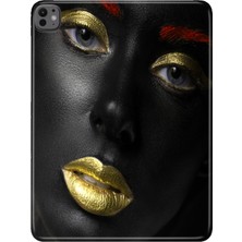 Adasena iPad Pro 11" (M4) MVV93TU/A Kılıf Tablet Için Desenli Silikon Kapak - Altın Makyaj