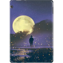 Adasena Huawei Mediapad T5 10.1" Kılıf Tablet Için Desenli Silikon Kapak - Moon