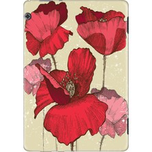 Adasena Huawei Mediapad T5 10.1" Kılıf Tablet Için Desenli Silikon Kapak - Poppy