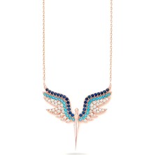 Mikail Meleği Firuze Taşlı Kadın Gümüş Kolye