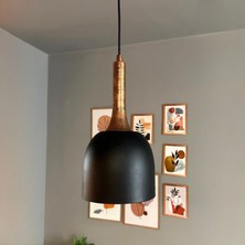 Bamyum Deep Siyah Patina Külah Başlık Tekli Avize Sarkıt Salon Mutfak Butik Lamba Aydınlatma Avize