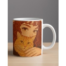 Sartre Art "sarman Kedi" Kedi Tasarımlı Hediyelik Porselen Kupa Bardak