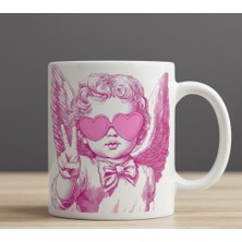 Sartre Art "pembe" Melek Meleğim Tasarımlı Hediyelik Porselen Kupa Bardak