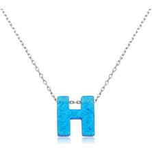 Aya Diamond Gümüş Opal Harf Bayan Kolye