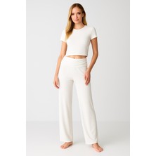 Artış Collection Düz Paça Katlanan Bel Esnek Viskoz Pantolon VTP01