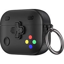 Caseonn Apple Airpods 3. Nesil Kılıf Gamepad Tasarımı Kilitli Kapak Siyah