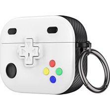Caseonn Apple Airpods 3. Nesil Kılıf Gamepad Tasarımı Kilitli Kapak Beyaz