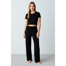 Artış Collection Düz Paça Katlanan Bel Esnek Viskoz Pantolon VTP01