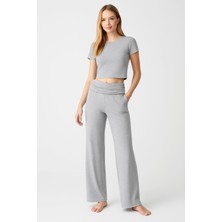 Artış Collection Düz Paça Katlanan Bel Esnek Viskoz Pantolon VTP01