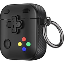 Caseonn Apple Airpods 2/1. Nesil Kılıf Gamepad Tasarımı Kilitli Kapak Siyah