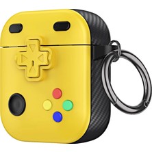 Caseonn Apple Airpods 2/1. Nesil Kılıf Gamepad Tasarımı Kilitli Kapak Sarı
