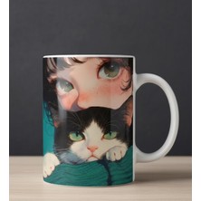 Sartre Art "tekir Kedi" Tasarımlı Hediyelik Porselen Kupa Bardak