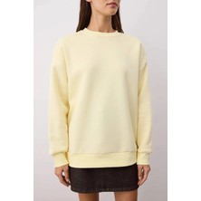 Mesga Butik 3 Iplik Şardonlu Bisiklet Yaka Sweatshirt Sarı