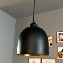Bamyum Deep Siyah Yarım Lale Siyah Başlık Tekli Avize Sarkıt Salon Mutfak Butik Lamba Aydınlatma Avizeler