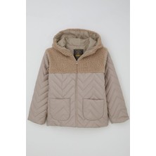 Reycan Erkek Çocuk Kapitone Mont Fermuarlı Peluş Detaylı 5-8 Yaş, Taş