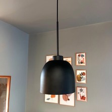 Bamyum Deep Siyah Ince Siyah Başlık Tekli Avize Sarkıt Salon Mutfak Butik Lamba Aydınlatma Avize