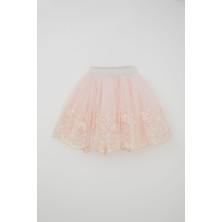 Monita Kız Çocuk Tütü Etek Dantelli Çiçek Rüyası 1.5-9 Yaş, Somon