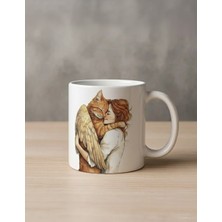 Sartre Art "melek""kedi" Tasarımlı Hediyelik Porselen Kupa Bardak