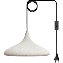 Bamyum Champion Dokulu Beyaz Fişe Takılabilir Tekli Avize Salon Mutfak Oturma Odası Aydınlatma Sarkıt Lamba