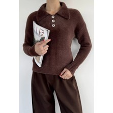 Gülseli Gömlek Yaka Düğmeli Şardonlu Triko Kazak (S,m,l,xl Uyumludur) P-00018215