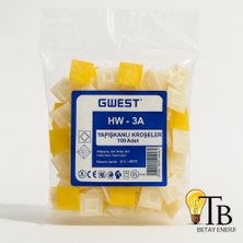 Gwest Yapışkanlı Kroşe HW-3A – 100 Adet | Kablo Sabitleme Tutucu | Nylon 6.6 – Güçlü Yapışkan Taban