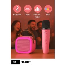 ORH MARKET Kablosuz Karaoke Bluetooth Hoparlör Tek Mikrofonlu Rgb Işıklı, Taşınabilir, Usb/sd Parti Hoparlörü